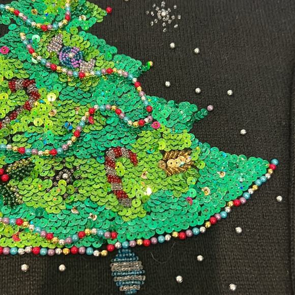 The Quacker Factory Sweater Woman’s‎ M Med Christmas Sequined Velour V-neck Cozy - Picture 9 of 16